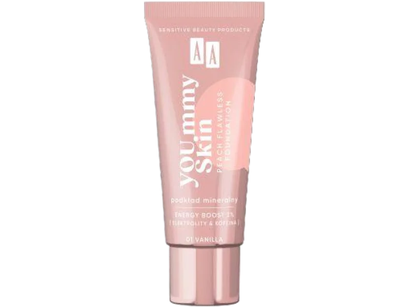 AA YOU.mmy Skin Peach Flawless Foundation, 01 Vanilla, podkład