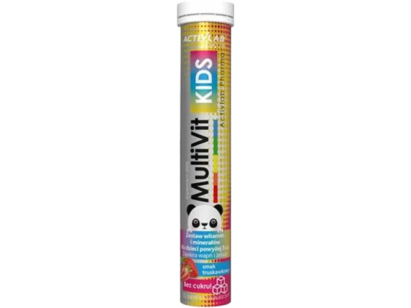 Activlab Pharma MultiVit Kids, smak truskawkowy, tabletki musujące