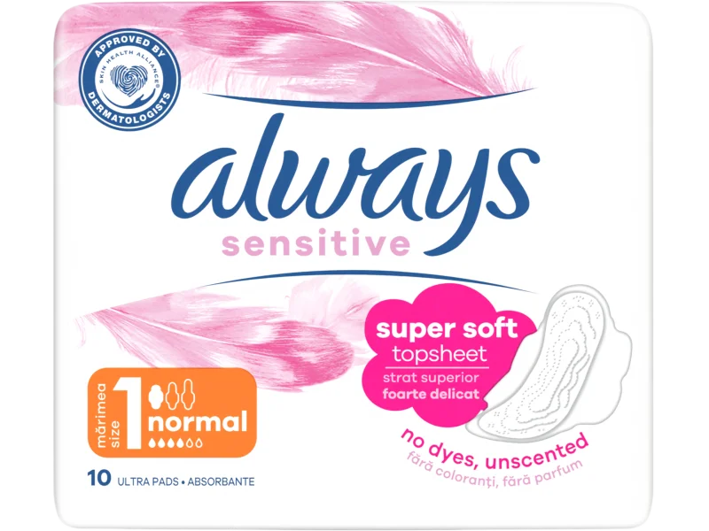 Always Sensitive Normal Plus ze skrzydełkami, podpaski