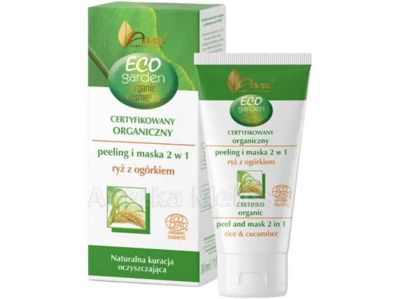 AVA ECO GARDEN certyfikowany organiczny peeling i maska 2w1 ryż z ogórkiem