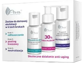 Zdjęcie produktu AVA Zestaw do domowej eksfoliacji odtłuszczacz + kwas mlekowy + neutralizator