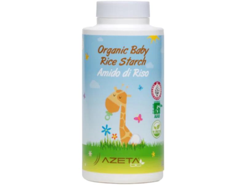 Azeta Bio, organiczna skrobia ryżowa do kąpieli dla niemowląt, proszek