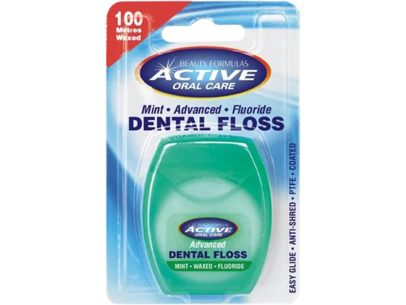 Beauty Formulas Active Oral Care nić dentystyczna udoskonalona miętowa woskowana z fluorem