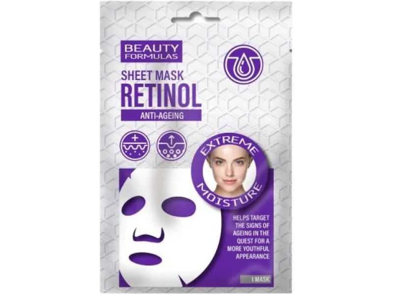 Beauty Formulas, maseczka do twarzy anti-ageing z retinolem, maska