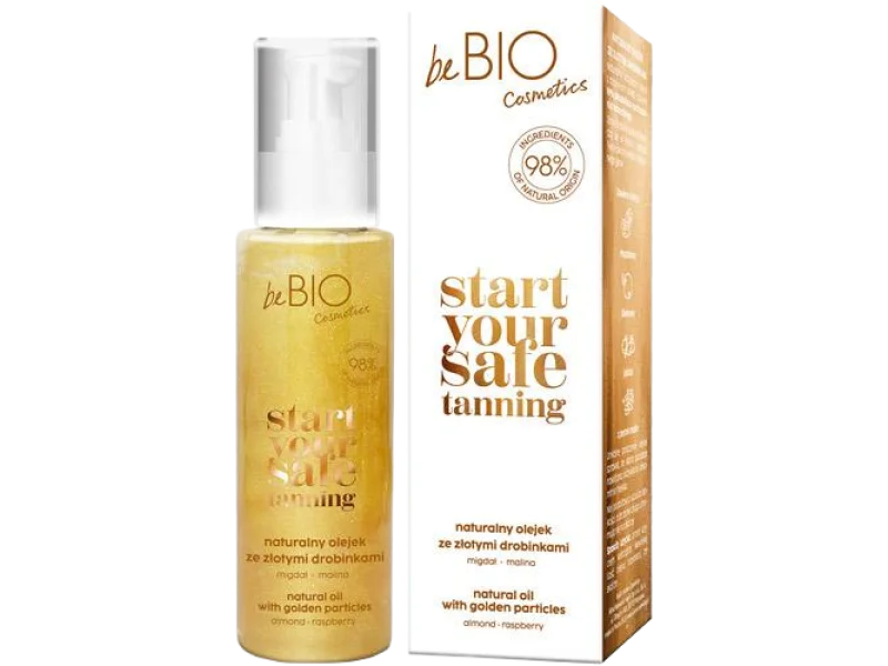 BeBio Start Your Safe Tanning, naturalny ze złotymi drobinkami, olejek