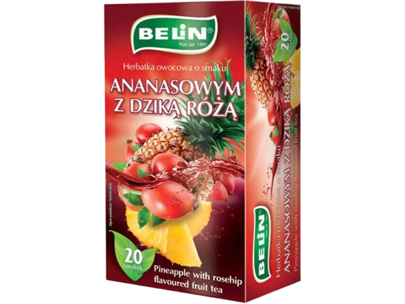 Belin herbatka owocowa o smaku ananasowym z dziką różą, herbata ekspresowa