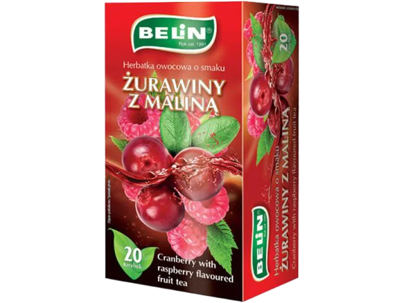 Belin herbatka owocowa, smak żurawiny z maliną, herbata ekspresowa