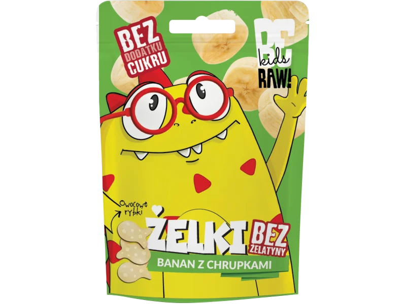 BeRAW Kids żelki banan z chrupkami
