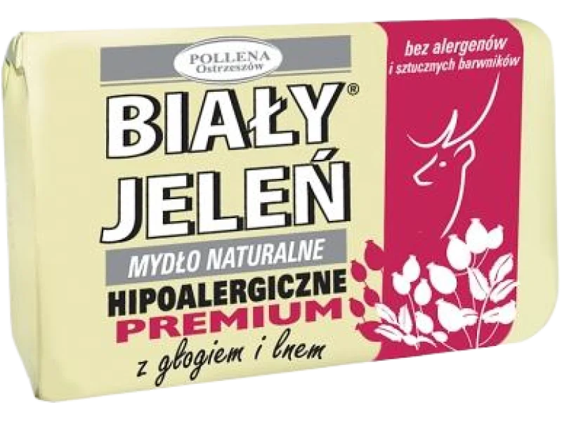 BIAŁY JELEŃ Hipoalergiczne mydło naturalne PREMIUM z głogiem i lnem