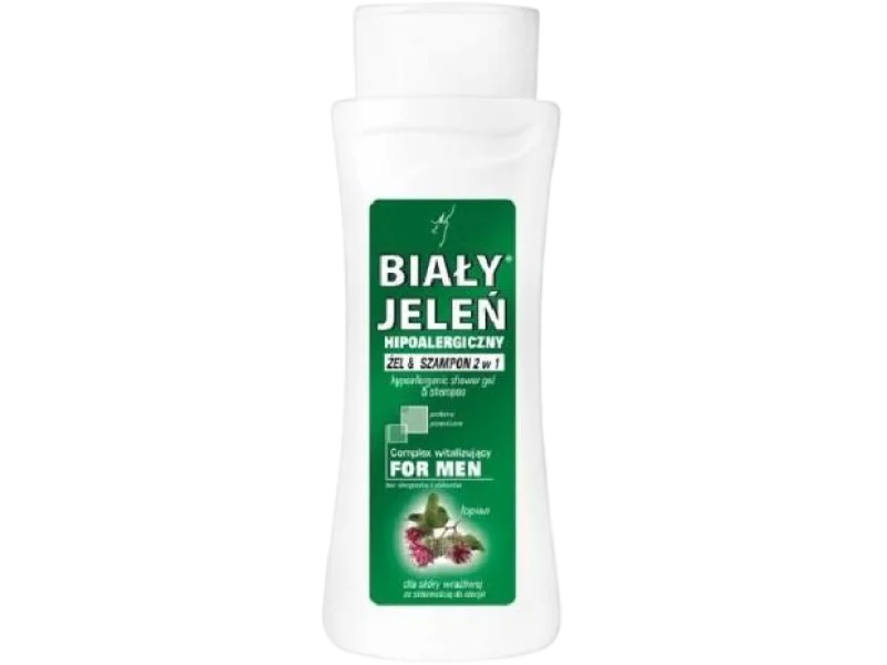 BIAŁY JELEŃ Hipoalergiczny żel & szampon 2 w 1 for Men z łopianem i proteinami pszenicznymi