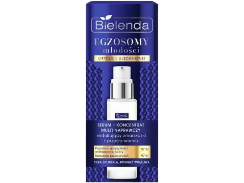 Bielenda Egzosomy Młodości, serum-koncentrat multi naprawczy na noc, redukujący zmarszczki i przebarwienia