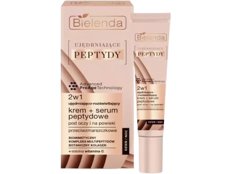 Bielenda Ujędrniające peptydy, krem+serum peptydowe pod oczy i na powieki 2w1