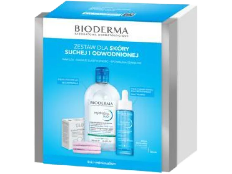 Bioderma Hydrabio Zestaw Xmass 2024 H2O Woda micelarna + Hyalu+ Serum + Płatki Glov puszyste płatki kosmetyczne