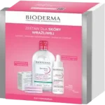 Bioderma Sensibio Xmass 2024 H2O woda micelarna + Defensive serum + płatki kosmetyczne Glov puszyste, zestaw