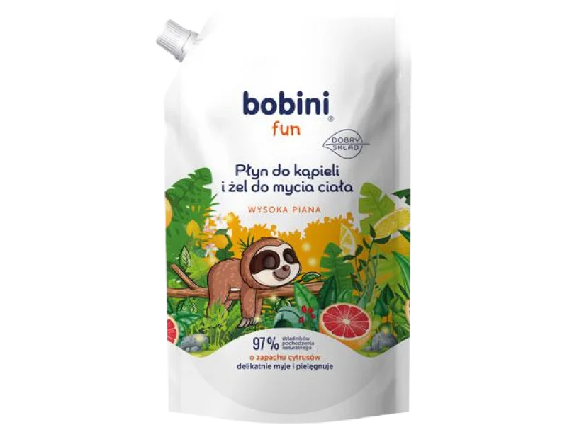 Bobini Fun płyn do kąpieli i żel do mycia wysoka piana o zapachu cytrusów zapas