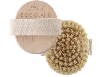 Zdjęcie produktu Bocioland drewniana szczotka do masażu ciała z naturalnym włosiem tampico, szczoteczka