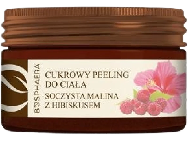 BOSPHAERA Cukrowy peeling do ciała soczysta malina z hibiskusem