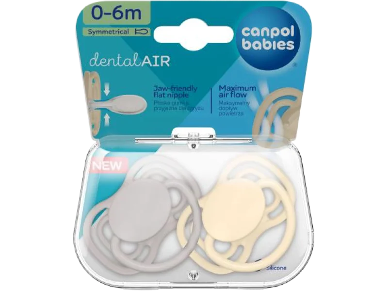 Canpol Babies DentalAir smoczek symetryczny silikonowy kremowy/nude