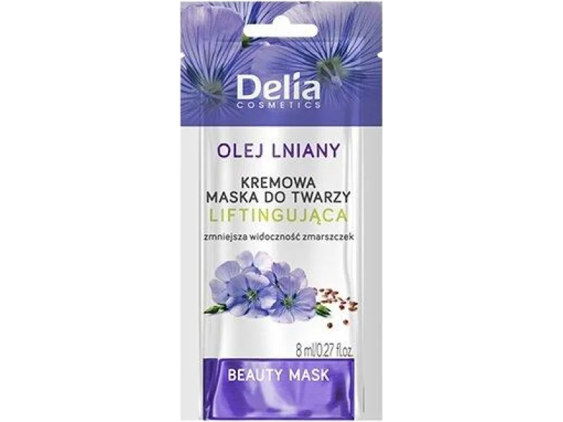 Delia Beauty kremowa maseczka do twarzy liftingująca z olejem lnianym, maska