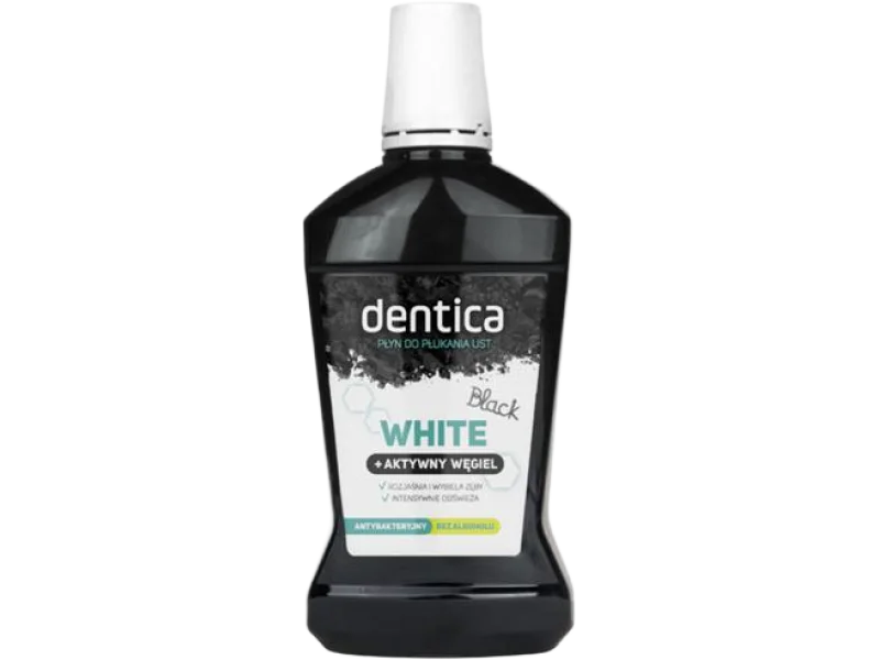 Dentica Black White do higieny jamy ustnej z aktywnym węglem, płyn
