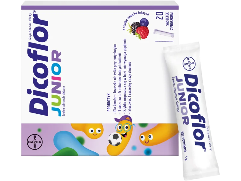 Dicoflor Junior, smak owoców leśnych, proszek w saszetkach