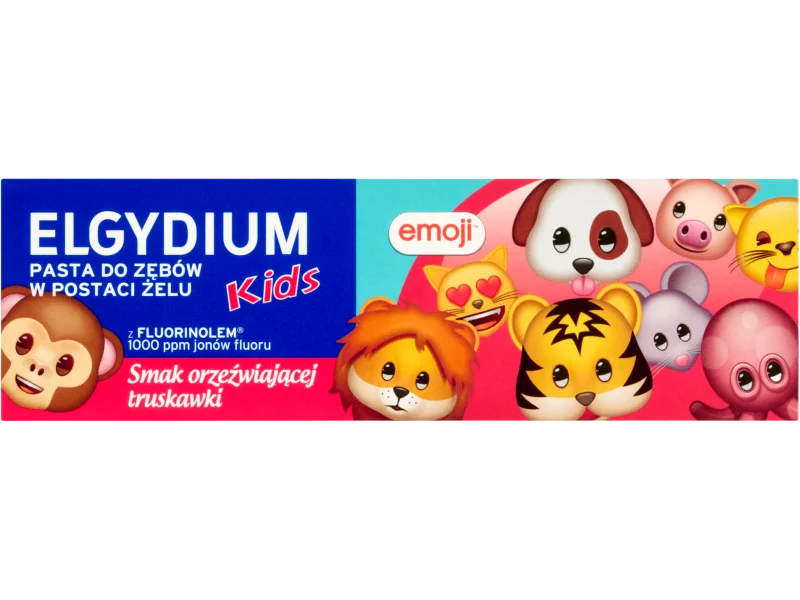 Elgydium Emoji Kids, smak orzeźwiająca truskawka, pasta