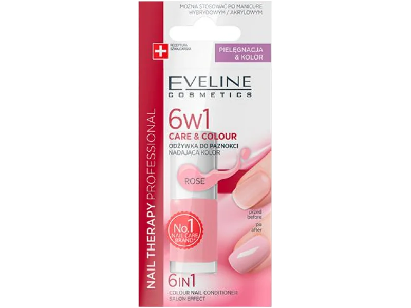 Eveline Care&Colour 6 w 1 odżywka do paznokci nadająca kolor rose