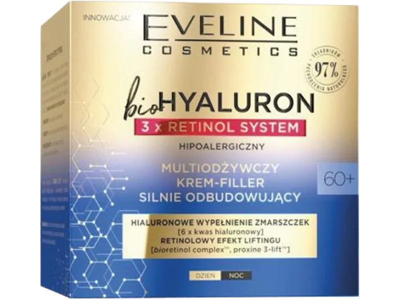 Eveline Cosmetics BioHyaluron 3 x Retinol multiodżywczy krem-filler silnie odbudowujący 60+
