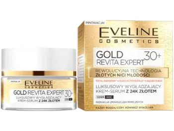 Zdjęcie produktu EVELINE COSMETICS GOLD REVITA EXPERT luksusowy wygładzający krem-serum z 24K złotem 30+