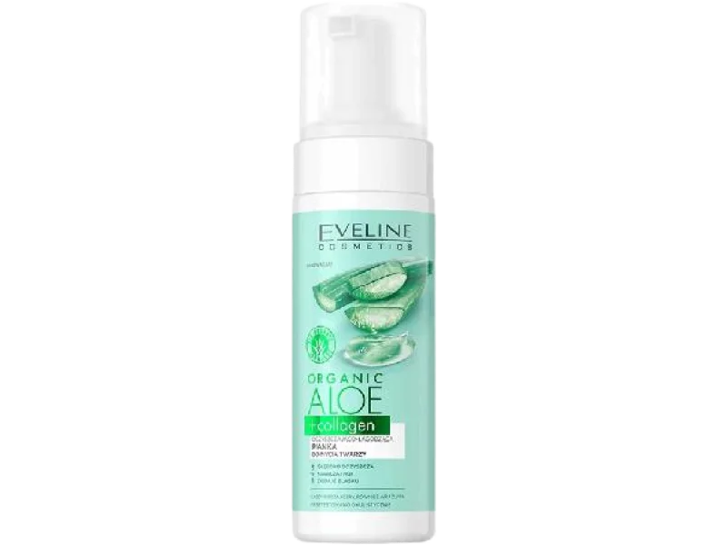 Eveline Cosmetics Organic Aloe + Collagen oczyszczająco-łagodząca pianka do mycia twarzy