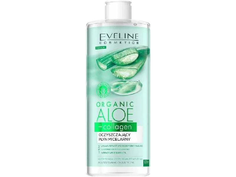Eveline Cosmetics Organic Aloe + Collagen oczyszczający płyn micelarny 3 w 1