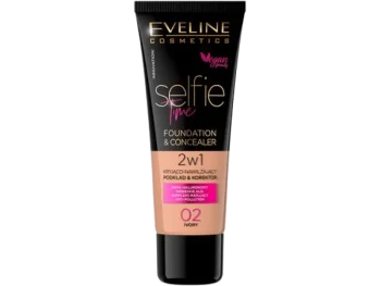 Zdjęcie produktu EVELINE COSMETICS SELFIE TIME Podkład i korektor 2w1 kryjąco-nawilżający 02 ivory, krem
