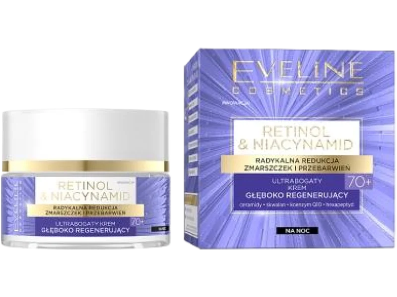 Eveline Retinol Niacynamid ultrabogaty krem głęboko regenerujący na noc 70+