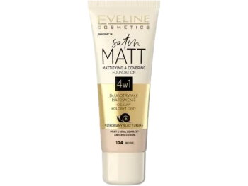 Eveline Satin Matt matująco-kryjący podkład do twarzy, nr 104 beige