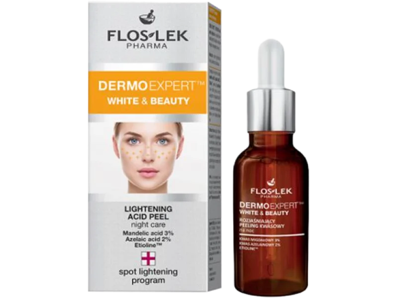 FLOS-LEK DERMO EXPERT WHITE&BEAUTY rozjaśniający peeling kwasowy na noc, płyn