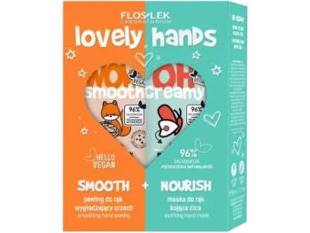 Zdjęcie produktu FLOSLEK Wzmacniająca kuracja do rąk w 2 krokach, smooth peeling do rąk wygładzający orzech, nourish maska do rąk kojąca cica, zestaw