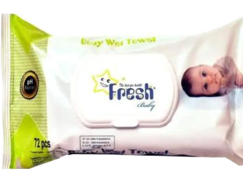Fresh Baby nawilżane z klipsem zielone, chusteczki