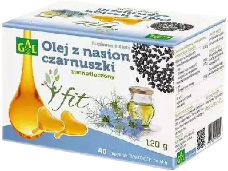 GAL Zimnotłoczony olej z nasion czarnuszki FIT, kapsułki twist-off