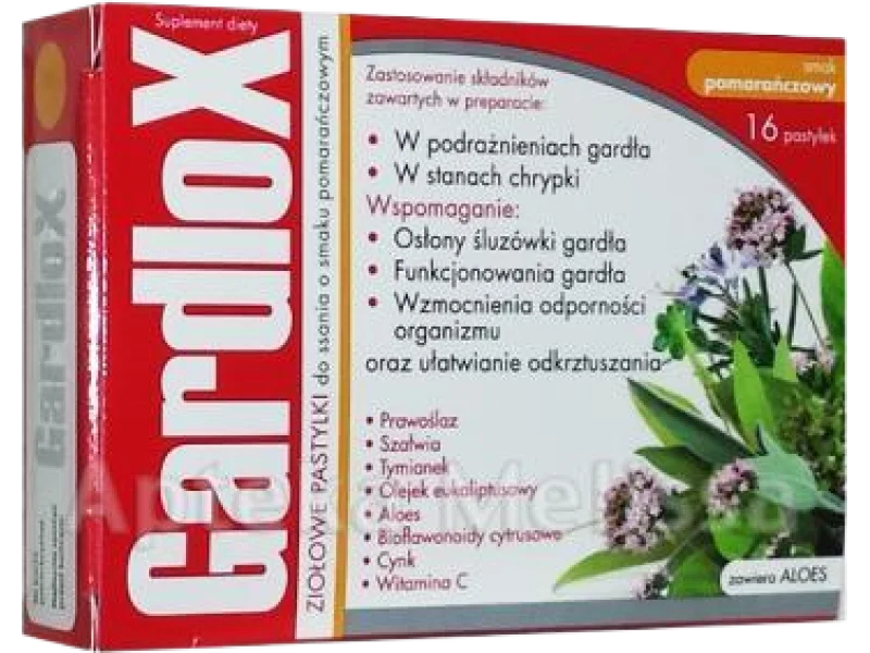 GARDLOX, smak pomarańczowy, pastylki do ssania