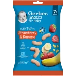 Gerber chrupeczki kukurydziane bananowo-truskawkowe po 7. miesiącu, chrupki