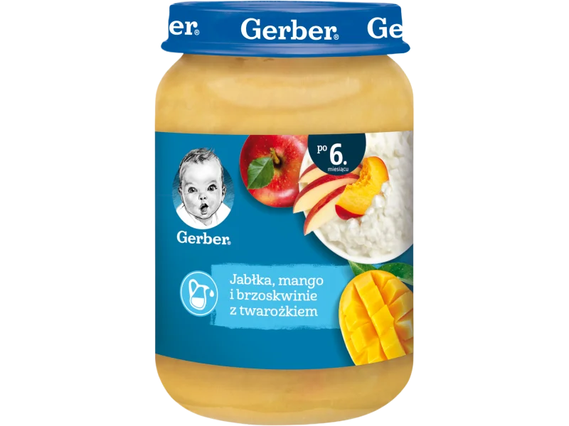 Gerber deser jabłka mango i brzoskwinie z twarożkiem dla niemowląt po 6 miesiącu