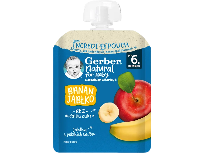 Gerber Deserek banan jabłko dla niemowląt po 6. miesiącu, mus
