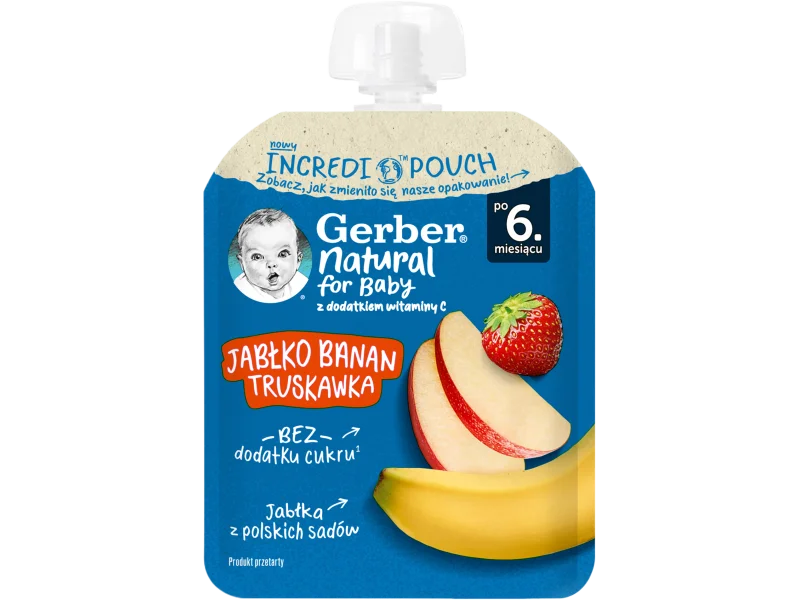 Gerber Deserek jabłko banan truskawka dla niemowląt po 6. miesiącu