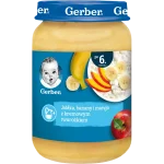 Gerber jabłka banany i mango z delikatnym twarożkiem dla niemowląt po 6 miesiącu, deser