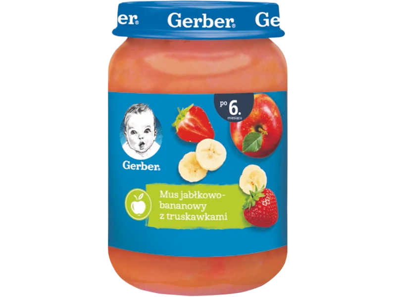 Gerber jabłkowo-bananowy z truskawkami po 6. miesiącu, mus