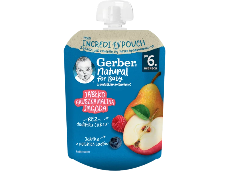 Gerber Natural deserek jabłko-gruszka-malina-jagoda po 6. miesiącu