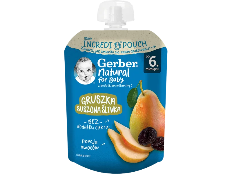 Gerber Natural For Baby deserek gruszka suszona śliwka po 6. miesiącu, mus
