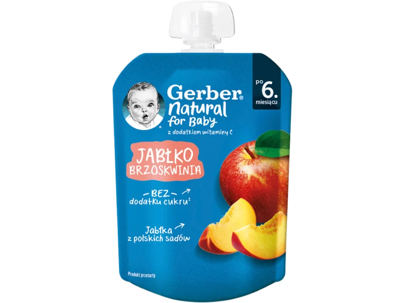 Gerber Natural For Baby deserek jabłko-brzoskwinia po 6. miesiącu, mus