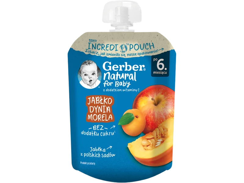 Gerber Natural For Baby deserek jabłko dynia morela po 6. miesiącu, mus