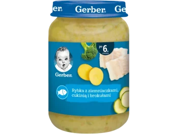 Zdjęcie produktu Gerber obiadek rybka z ziemniaczkami cukinią i brokułami po 6 miesiącu